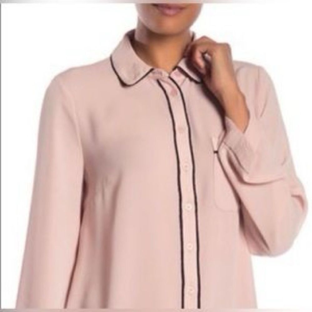 Philosophy Button Down Mid Sleeve Blouse